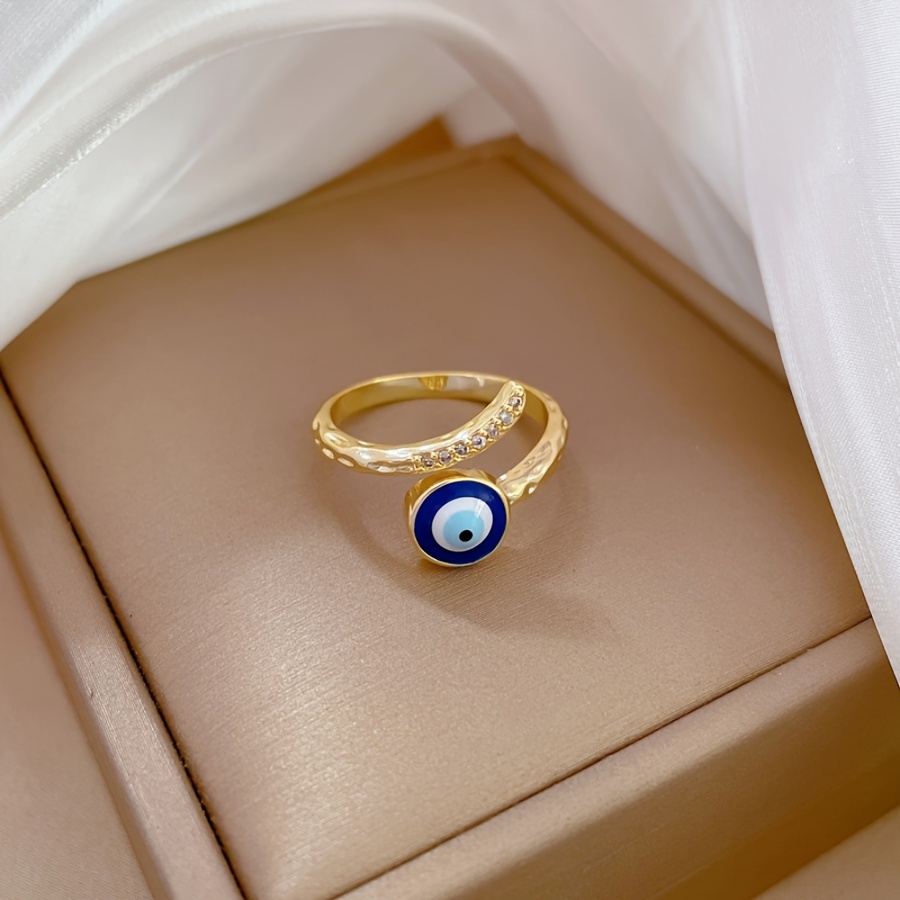 Y2K Punk Adjustable Ring with Zirconia Eye Decoration